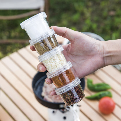 Stackable 5 piece Interlocking Spice & Dip Jars with Carry Pouch ( 40ml x 5 )