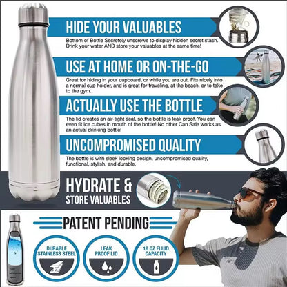 Stainless Steel Insulated Water Bottle with Secret Storage Compartment (750ml)