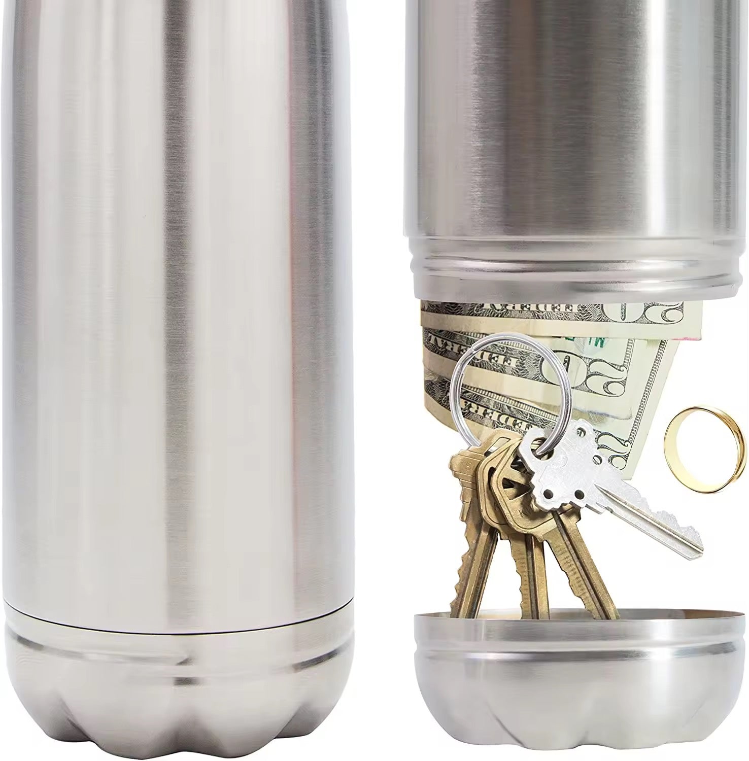 Stainless Steel Insulated Water Bottle with Secret Storage Compartment (750ml)