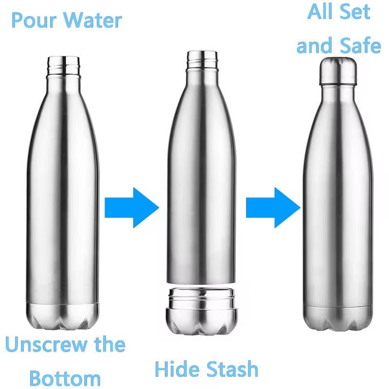 Stainless Steel Insulated Water Bottle with Secret Storage Compartment (750ml)