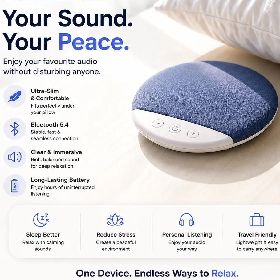 Under Pillow Speaker Ultra-Thin Wireless Bluetooth Pillow Speaker with timer, Acoustic fabric mesh, Light as feather,