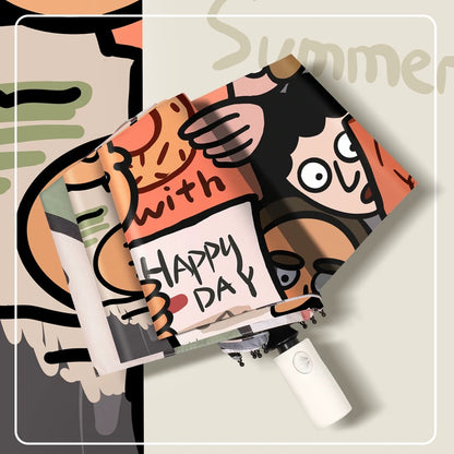 Happy Day New Yorker Printed Autofold All Season Umbrella