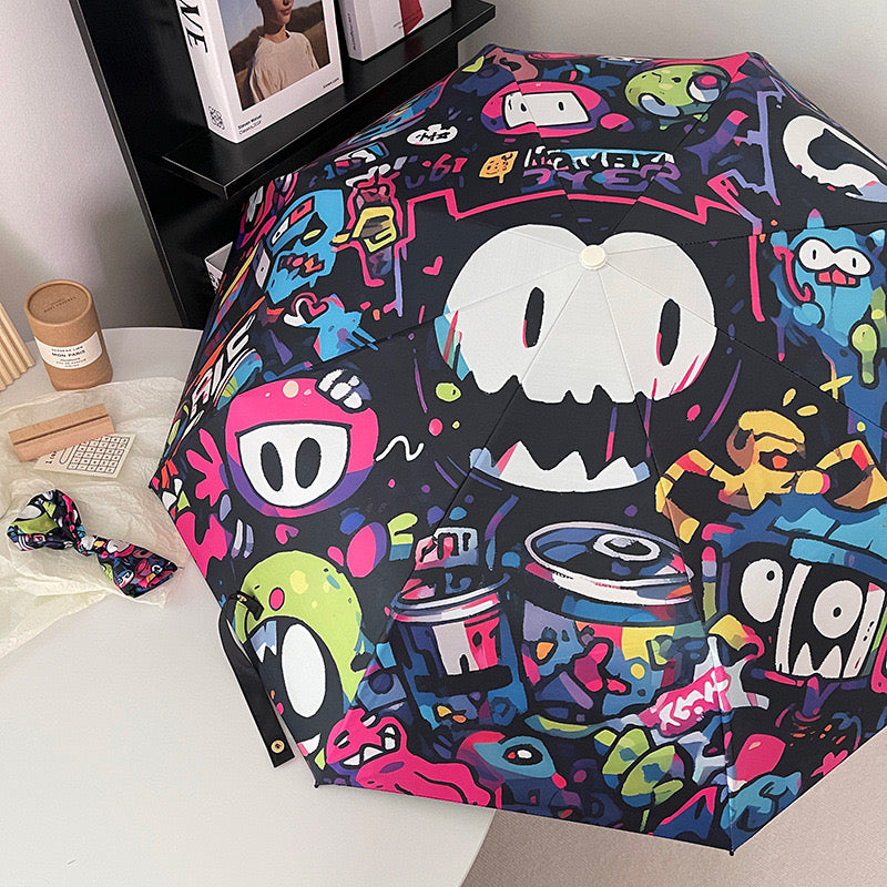 Space Monsters Printed Autofold All Season Umbrella