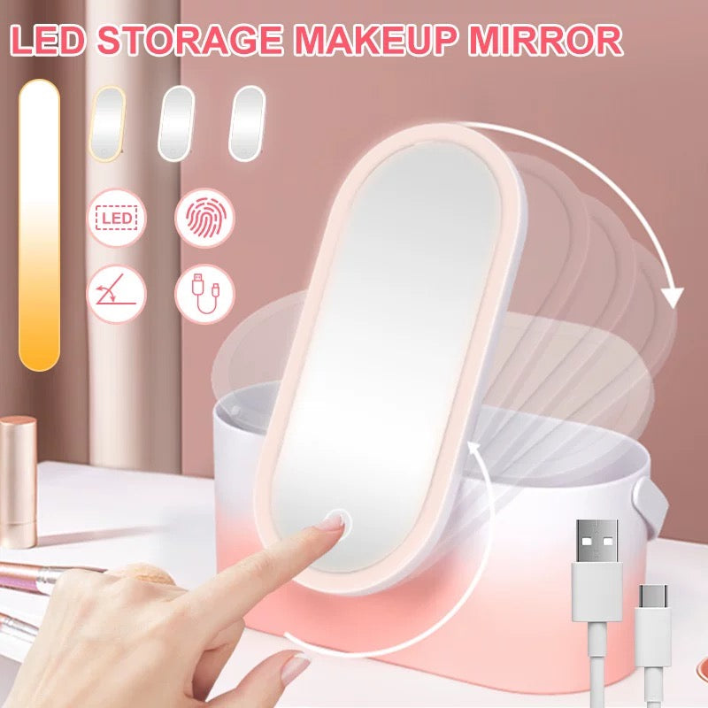Portable Makeup Vanity Case with rechargeable illuminating touch mirror