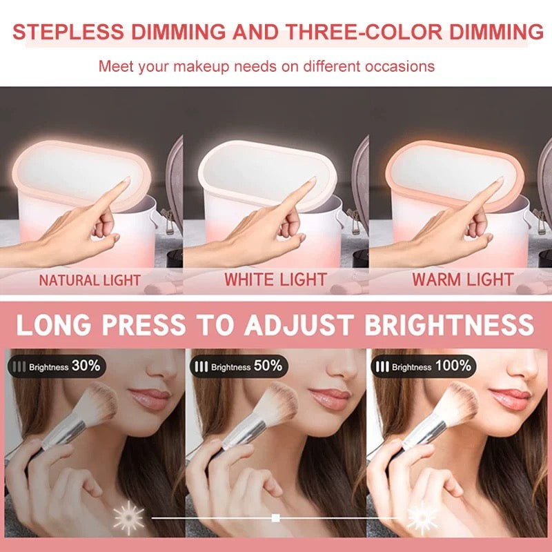 Portable Makeup Vanity Case with rechargeable illuminating touch mirror