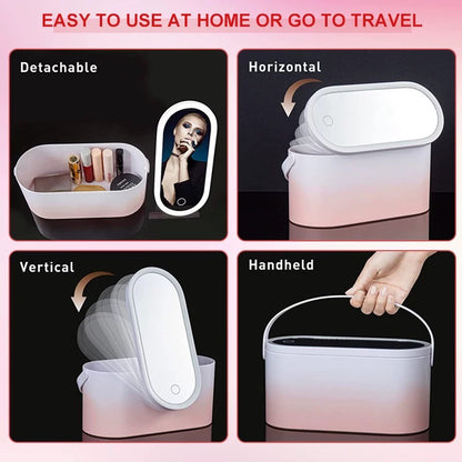 Portable Makeup Vanity Case with rechargeable illuminating touch mirror
