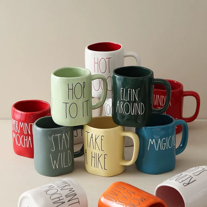 RAE DUNN Artisan Collection Hand-Lettered Ceramic Mugs With Personality And Perfect Comfort.