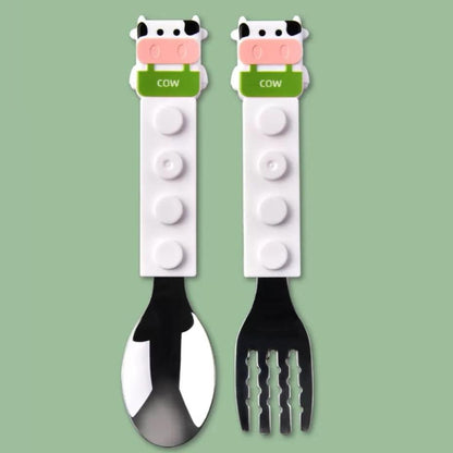 Cow Spoon and Fork Set