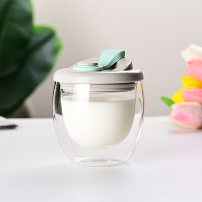 Double Layer Glass Cup with Lid