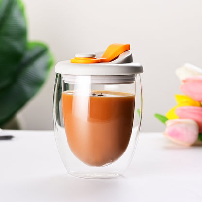 Double Layer Glass Cup with Lid