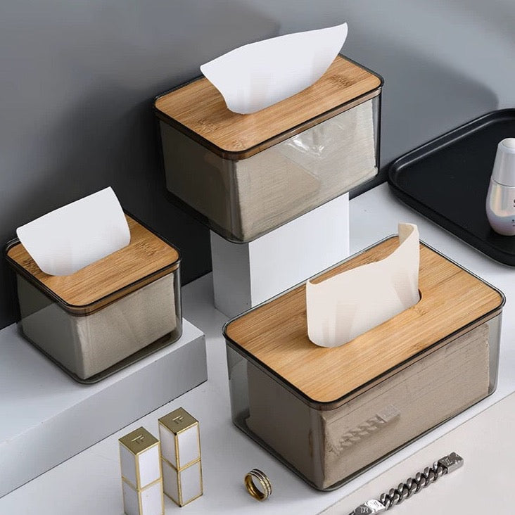 Pine Wood Top Acrylic Tissue Box