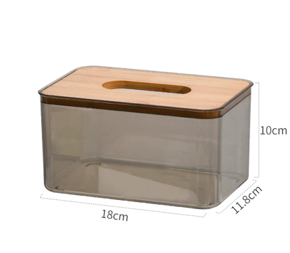 Pine Wood Top Acrylic Tissue Box