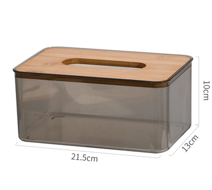 Pine Wood Top Acrylic Tissue Box