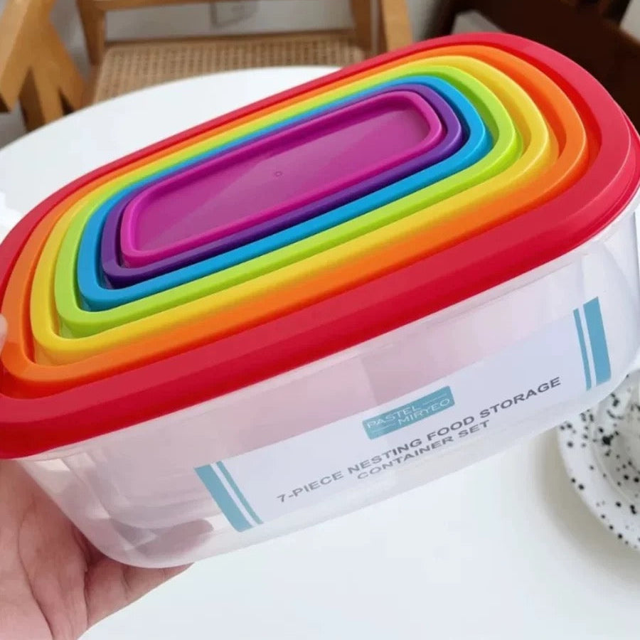 Nesting Colourful Food Storage Containers (Set of 7)