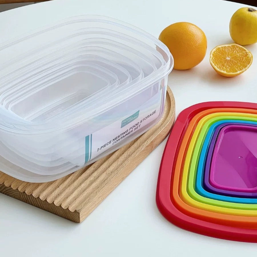 Nesting Colourful Food Storage Containers (Set of 7)