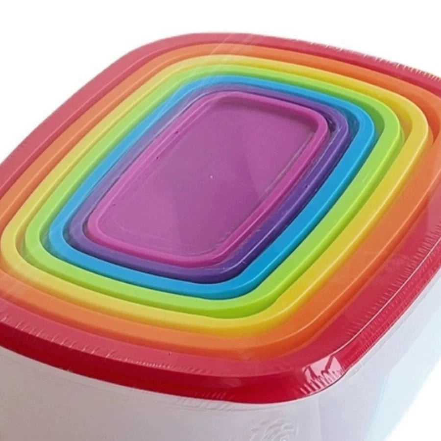 Nesting Colourful Food Storage Containers (Set of 7)