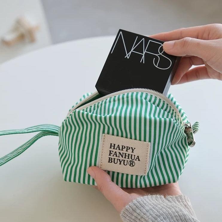 Women's Striped Cosmetic / Toiletries Pouch
