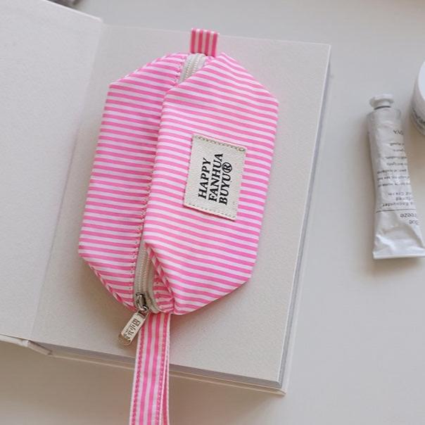 Women's Striped Cosmetic / Toiletries Pouch