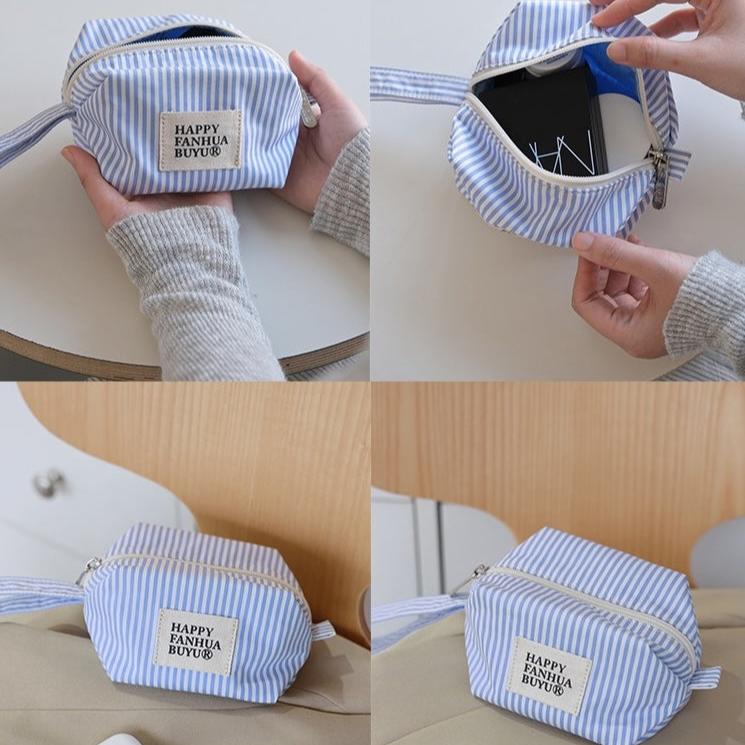 Women's Striped Cosmetic / Toiletries Pouch