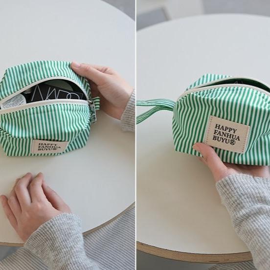 Women's Striped Cosmetic / Toiletries Pouch