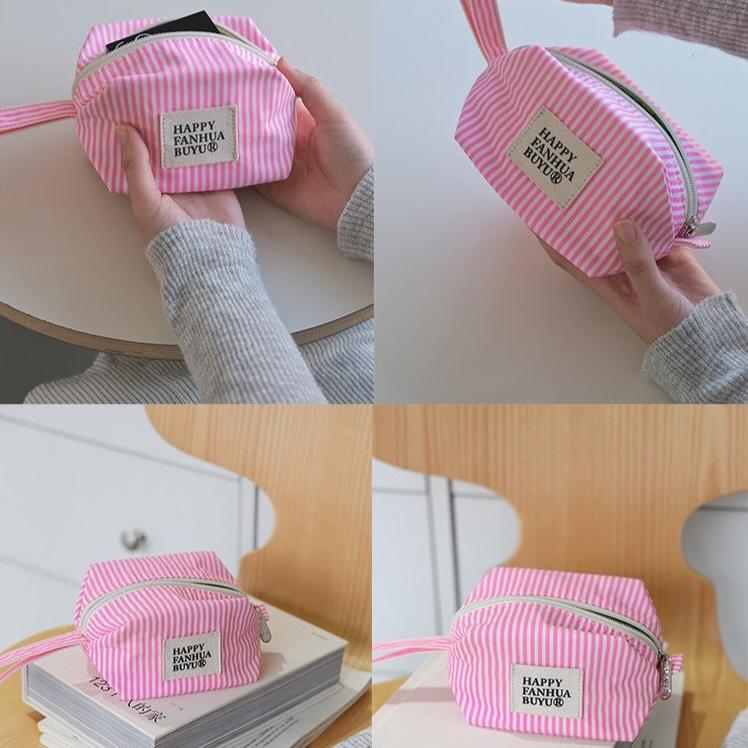 Women's Striped Cosmetic / Toiletries Pouch