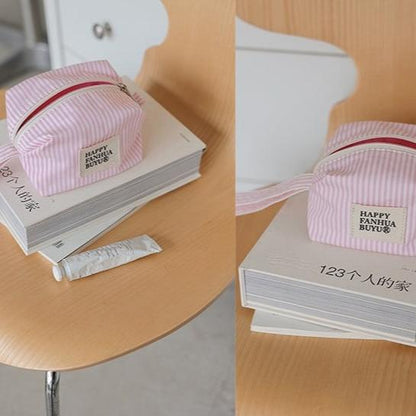 Women's Striped Cosmetic / Toiletries Pouch