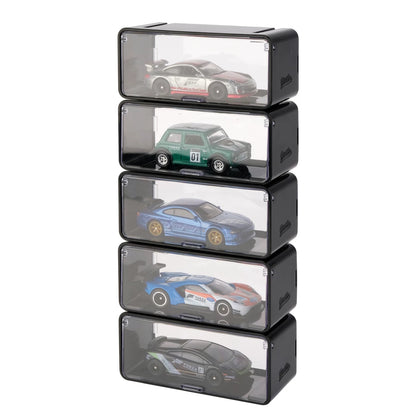 Stackable Set of 5 Vertical Collector Acrylic  Display Case with Individual Front Flap - 1:64 Scale