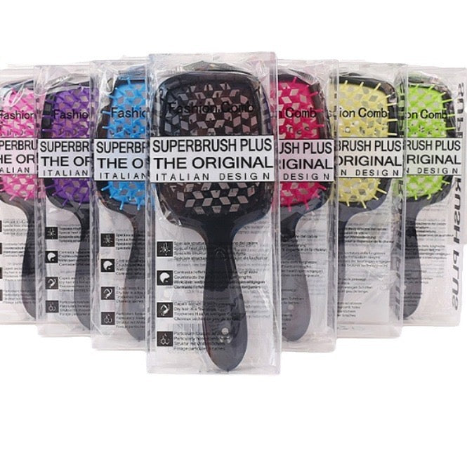 Italian Design Vented Detangle Hair Brush Super Brush Supports Hair Damage Reduction