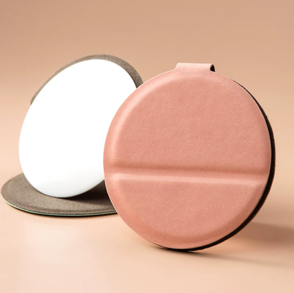 Foldable Circular Handheld Makeup Mirror (with stand)
