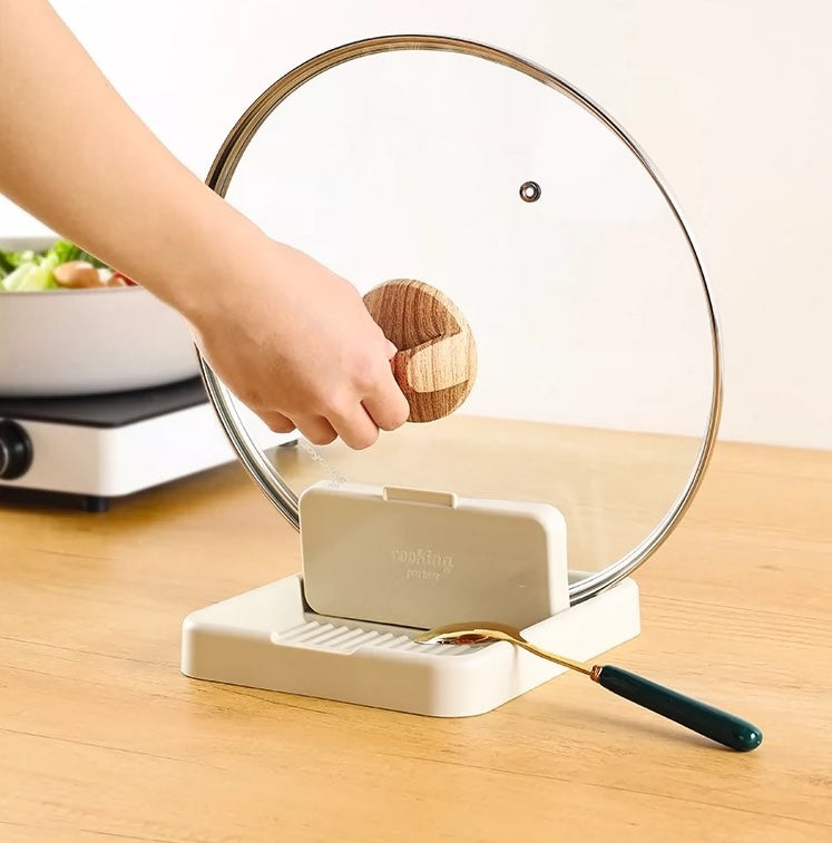 Spoon/Spatula Rest with Lid Holder (foldable)