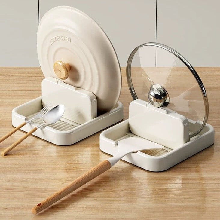 Spoon/Spatula Rest with Lid Holder (foldable)