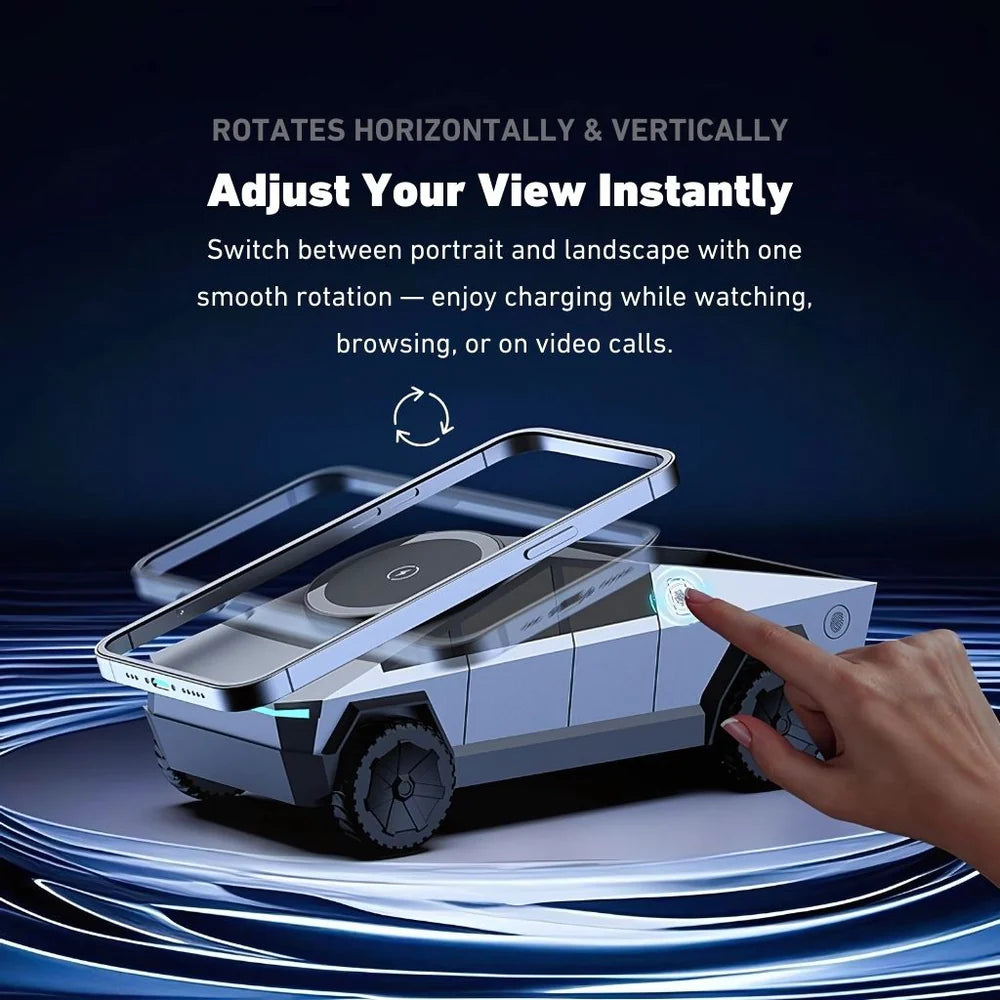 3 in 1 CyberDock+ Cyber Truck inspired Motorised MagSafe Charging Dock