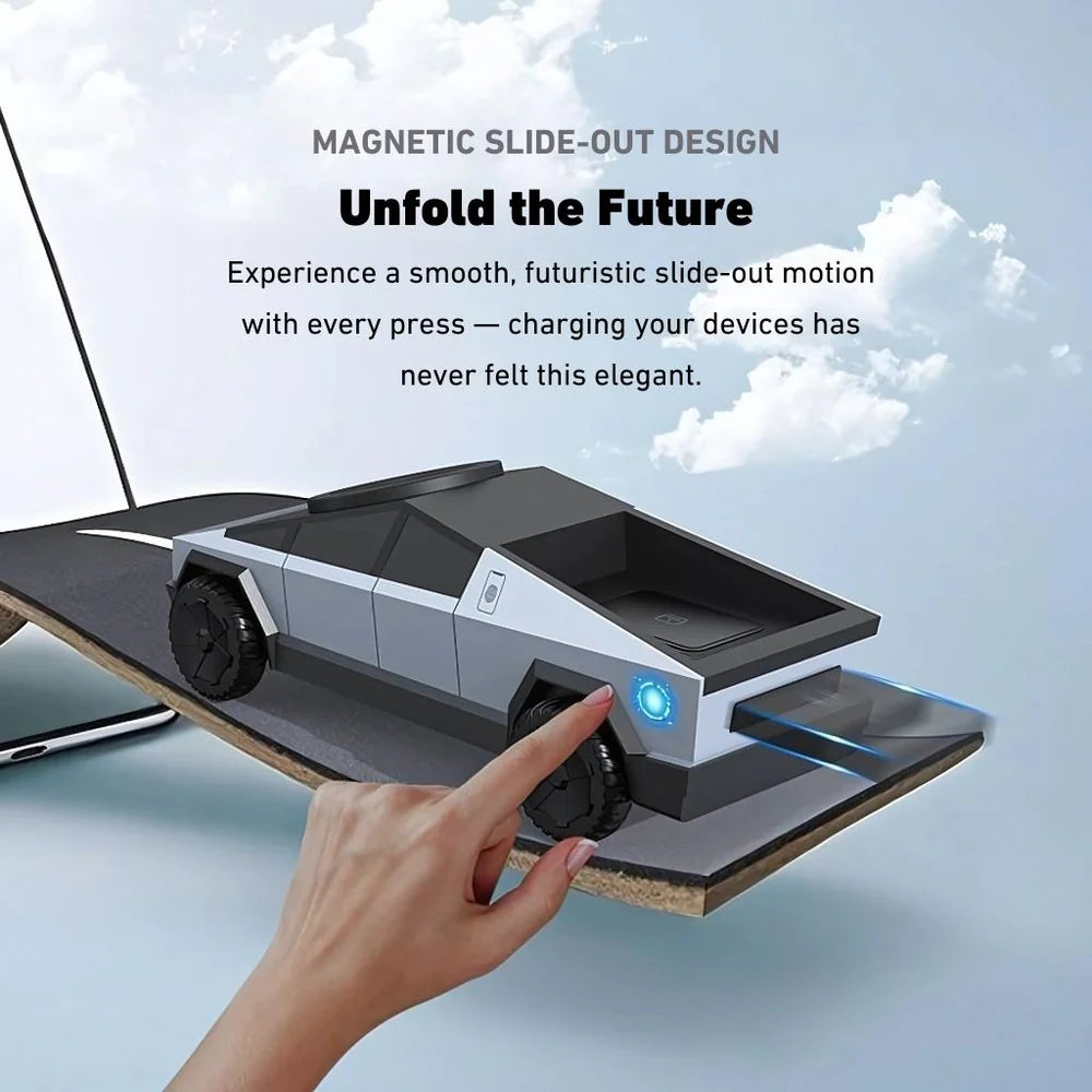 3 in 1 CyberDock+ Cyber Truck inspired Motorised MagSafe Charging Dock