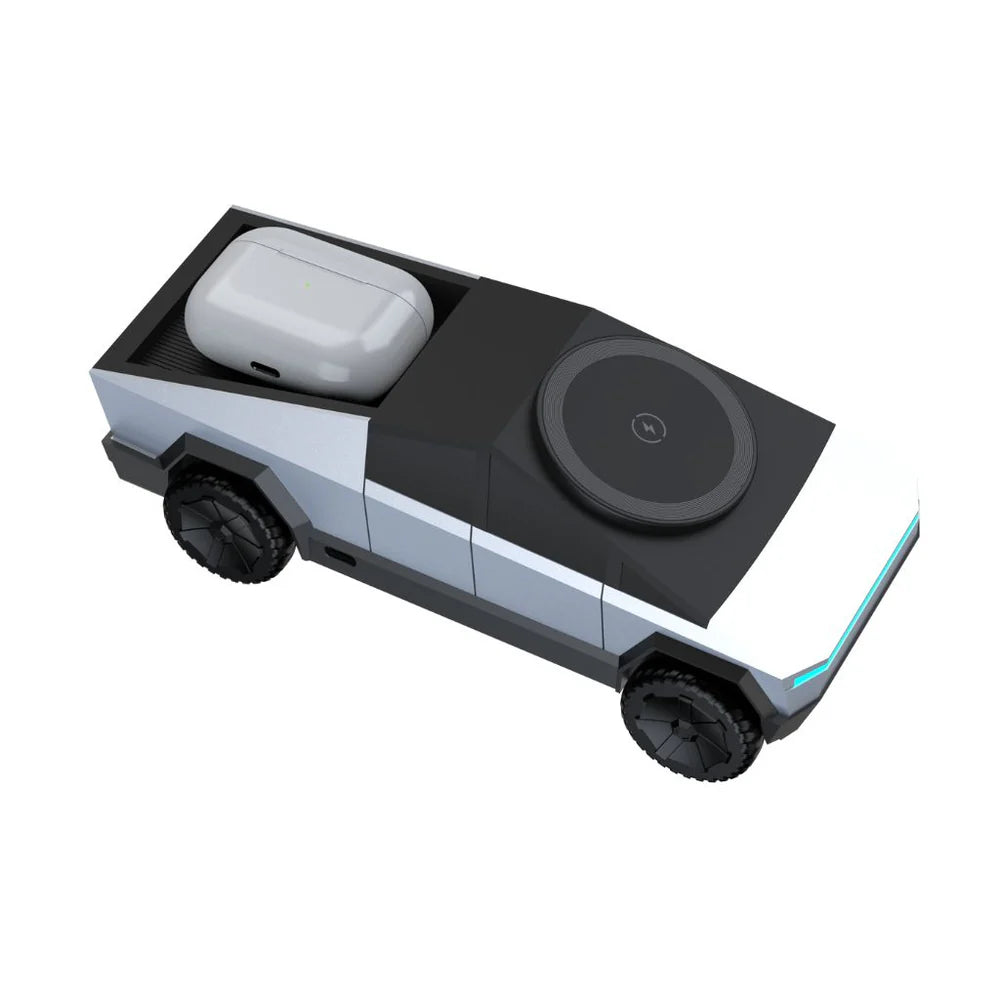 3 in 1 CyberDock+ Cyber Truck inspired Motorised MagSafe Charging Dock