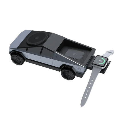 3 in 1 CyberDock+ Cyber Truck inspired Motorised MagSafe Charging Dock