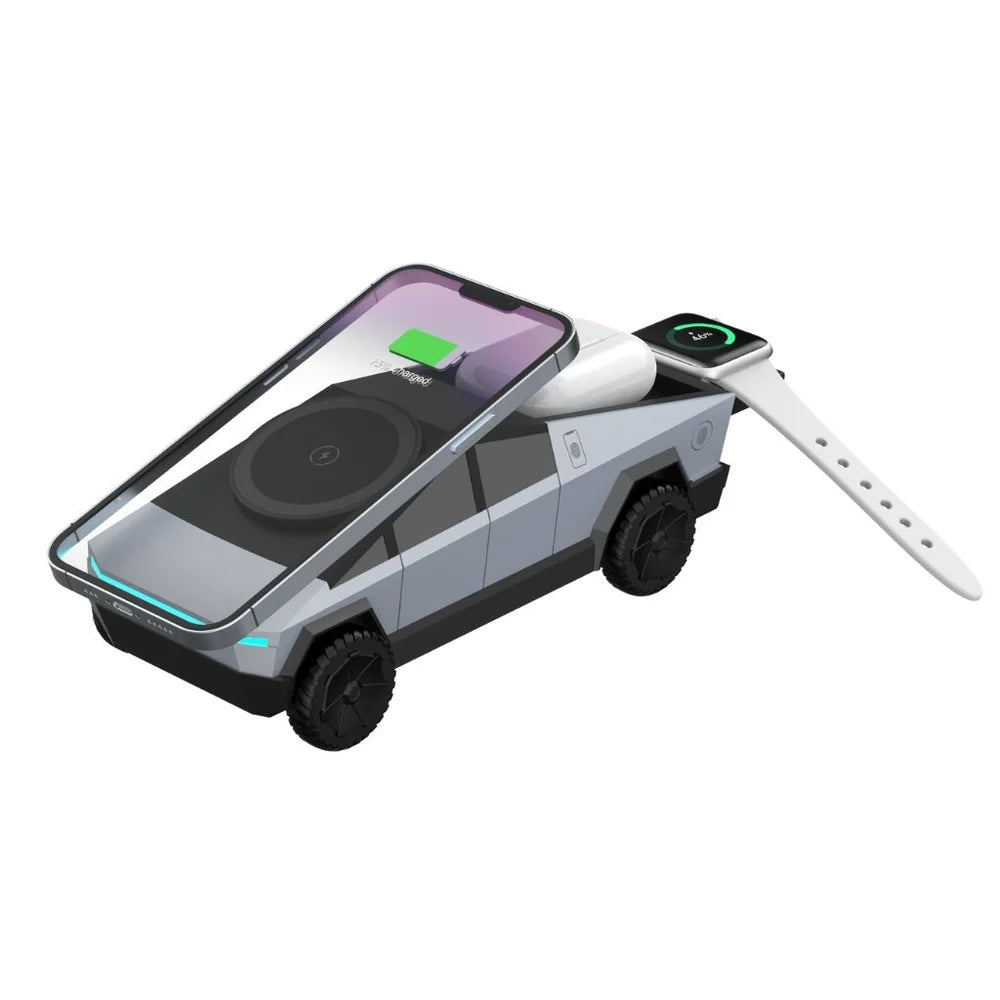 3 in 1 CyberDock+ Cyber Truck inspired Motorised MagSafe Charging Dock