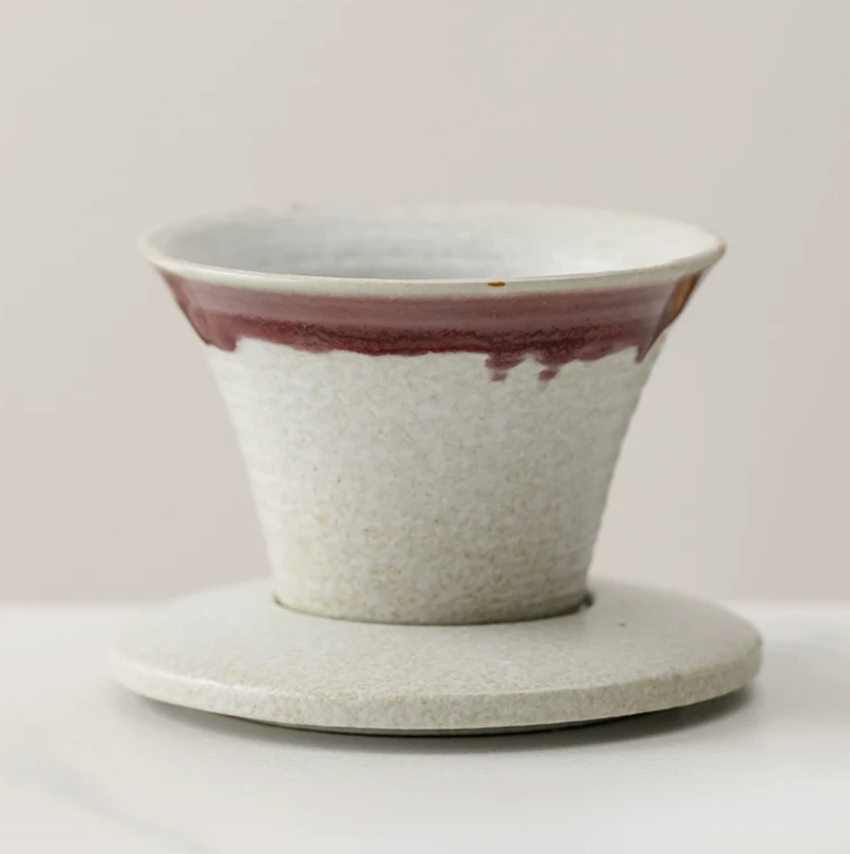 Japanese-theme Ceramic Cone Tea Cup with Base (Set of 2)