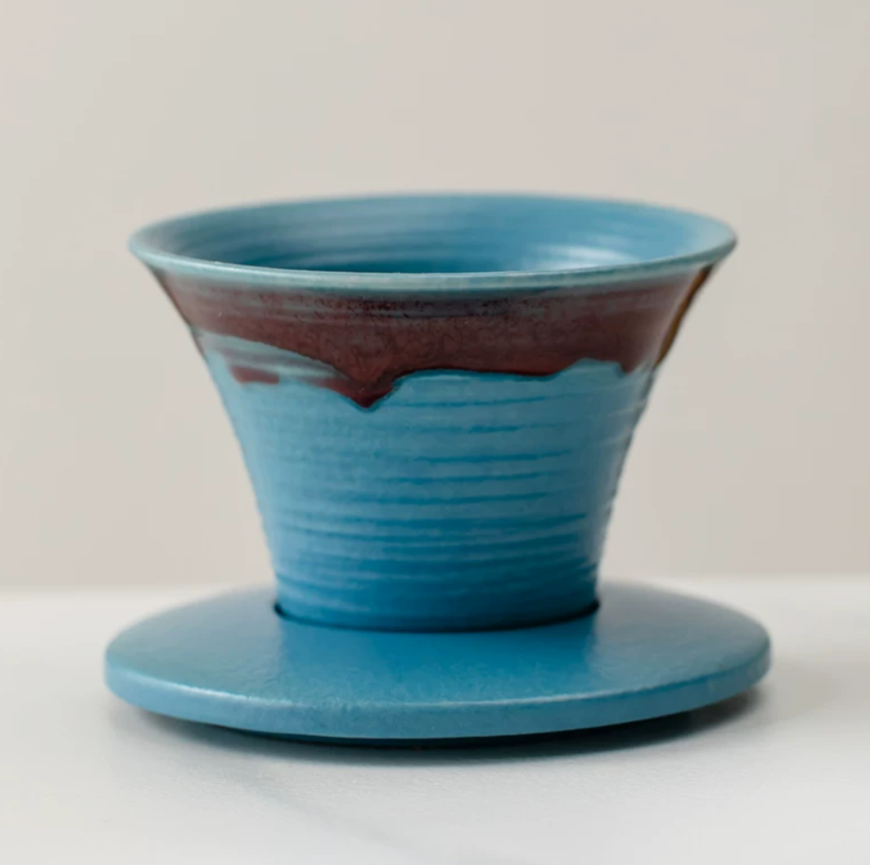 Japanese-theme Ceramic Cone Tea Cup with Base (Set of 2)