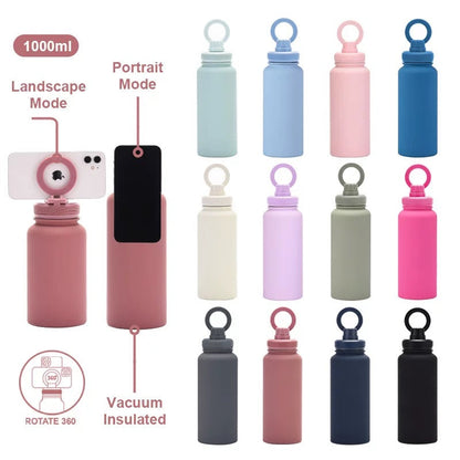 Insulated Stainless Steel Flask with Magsafe Compatible Phone Holder