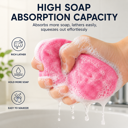 Double Sided Kitchen Sponge 2 in 1 Seaweed sponge + loofah sponge (Pack of 3)