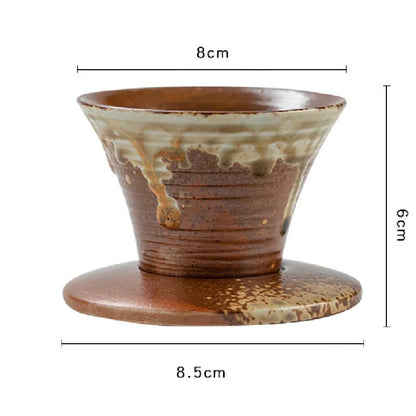 Japanese-theme Ceramic Cone Tea Cup with Base (Set of 2)
