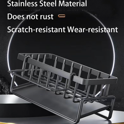 Sink Caddy Kitchen Sink Organizer Rack with Automatic Drain Tray | Stainless Steel Countertop Storage Holder for Sponges, Soap, Brushes & Dishwashing Liquid – Rustproof & Quick Dry Design