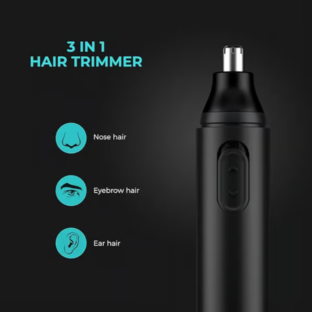 Unisex 3 in 1 Portable Nose and Ear Hair Trimmer Battery Operated  1 x AA (Not included)