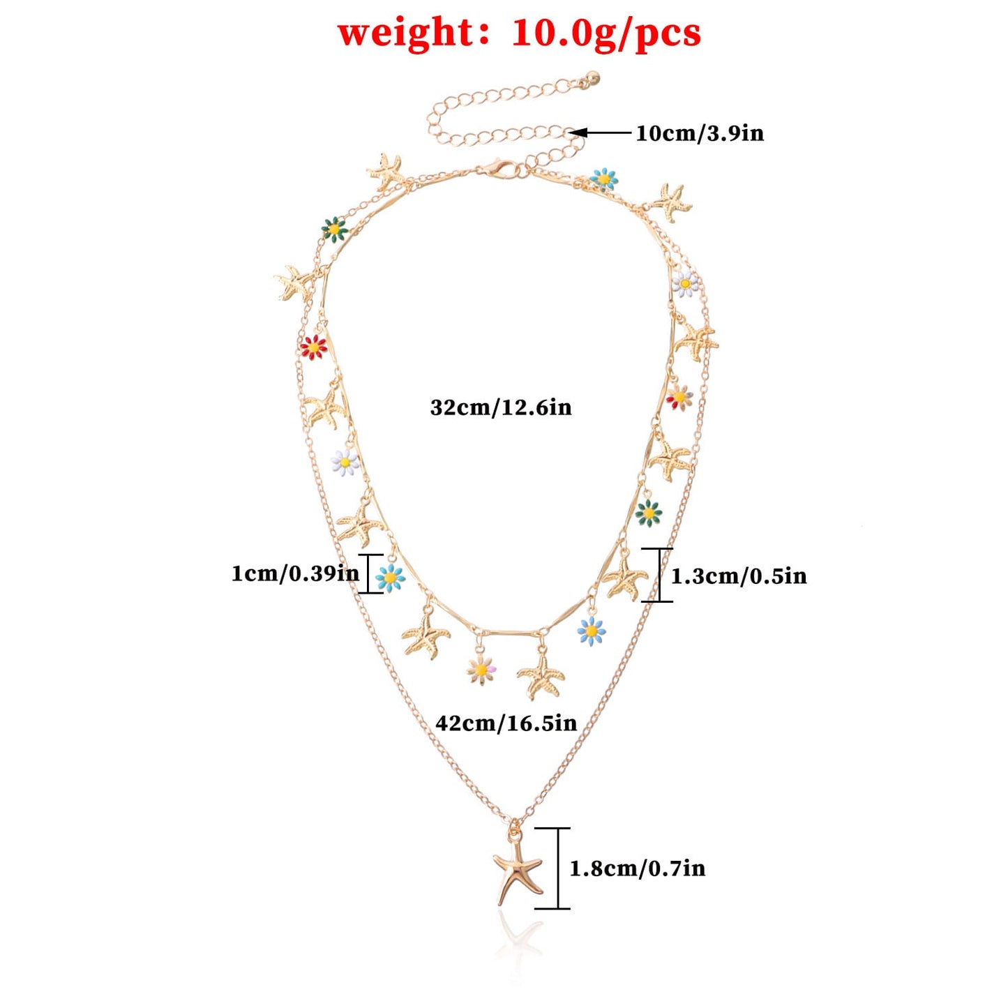 Starfish beach themed double layered necklace