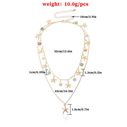 Starfish beach themed double layered necklace