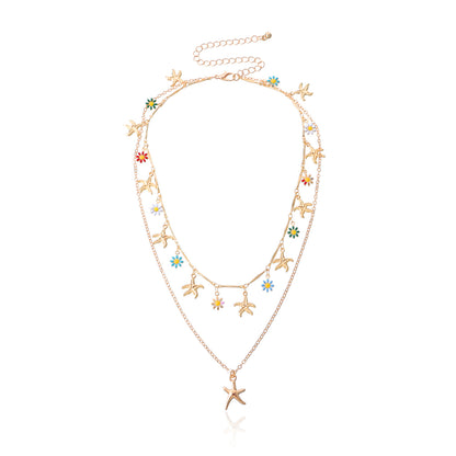 Starfish beach themed double layered necklace