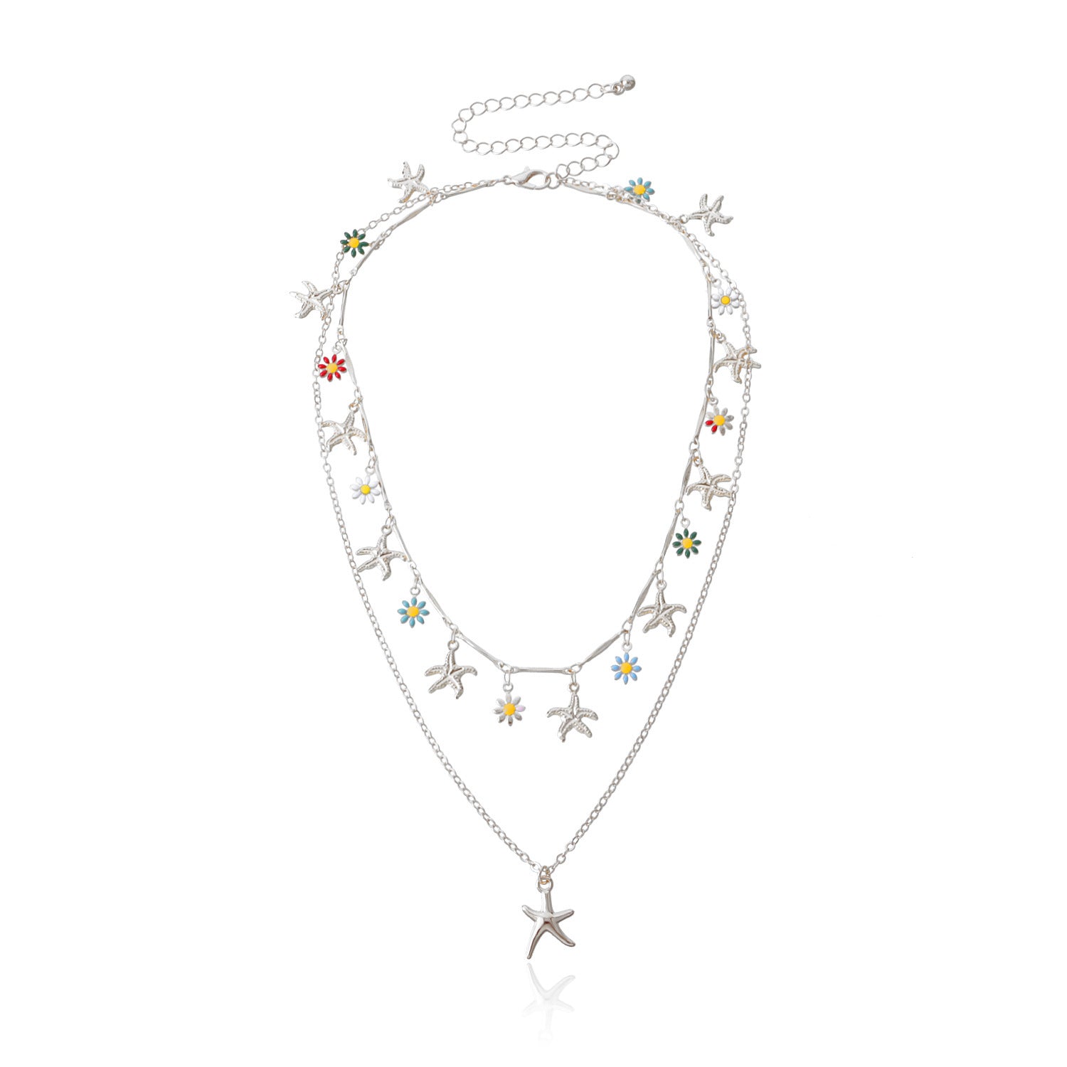 Starfish beach themed double layered necklace