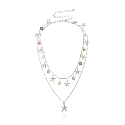 Starfish beach themed double layered necklace