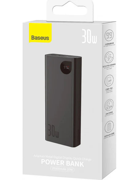 BASEUS Power Bank ADAMAN 2 30W 20000 mAh VOOC EDITION Fast Charging Power bank with USB to Type C 0.3M Cable