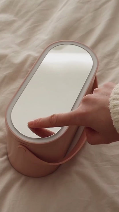 Portable Makeup Vanity Case with rechargeable illuminating touch mirror